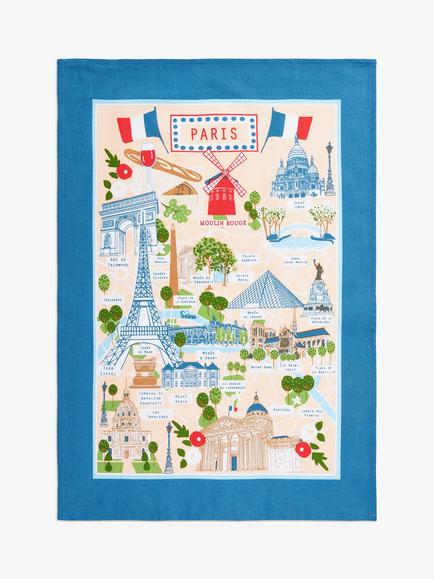 Ulster Weavers Cities Paris Map Tea Towel, Multi, Multi