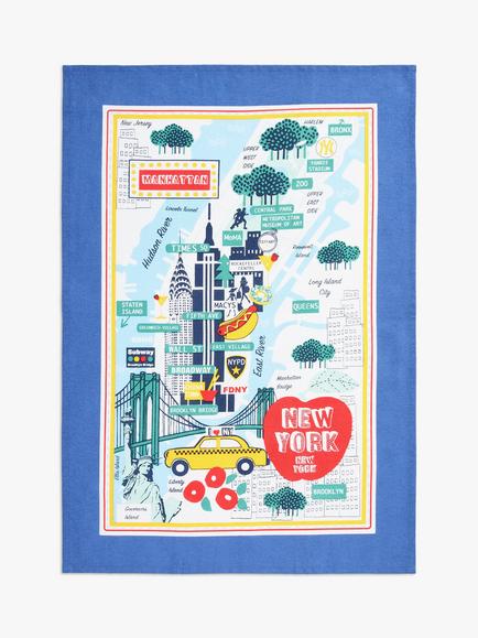 Ulster Weavers Cities New York Map Tea Towel, Multi, Multi