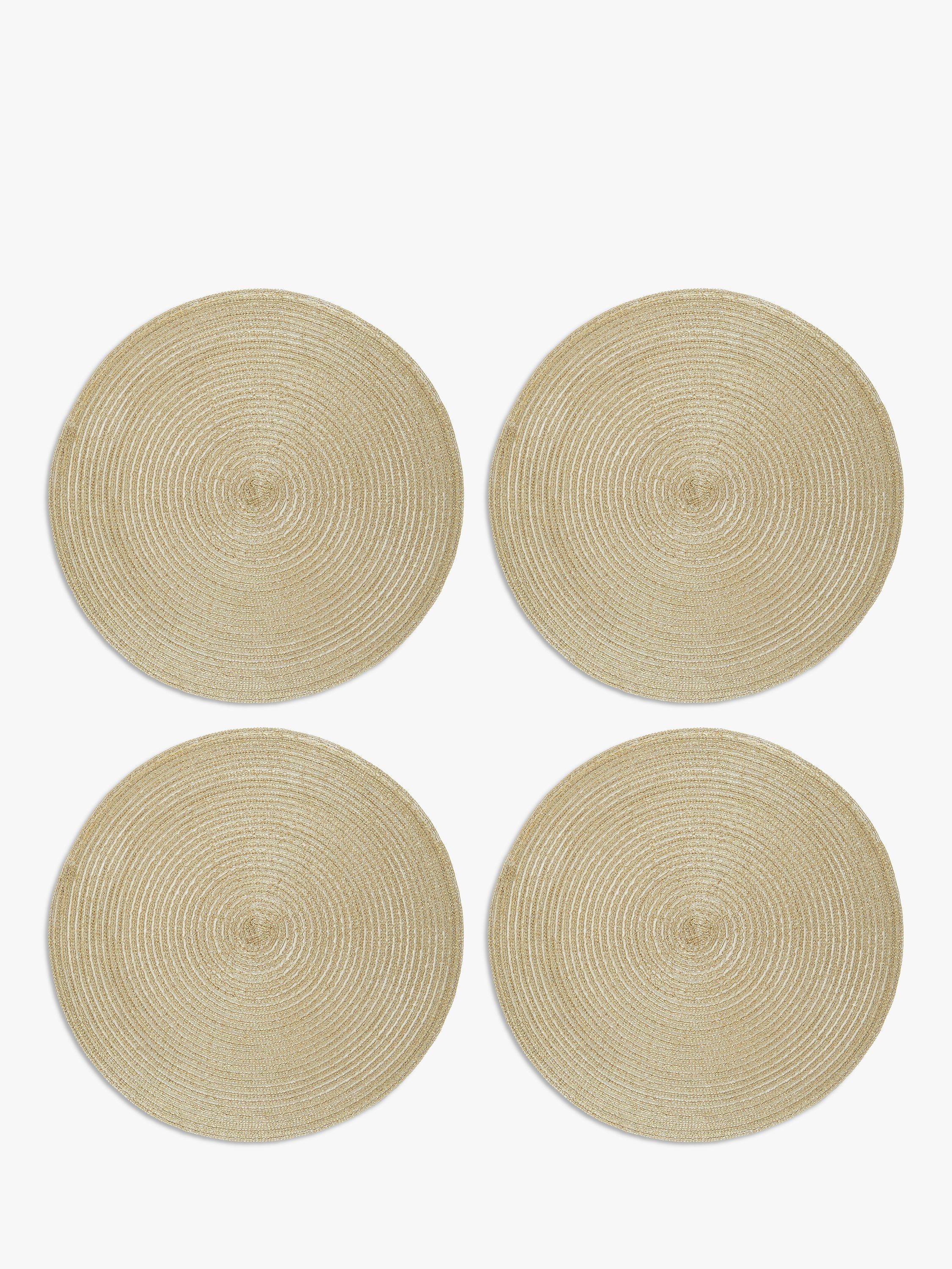 John Lewis Sparkle Round Braided Placemats, Set of 4, Gold