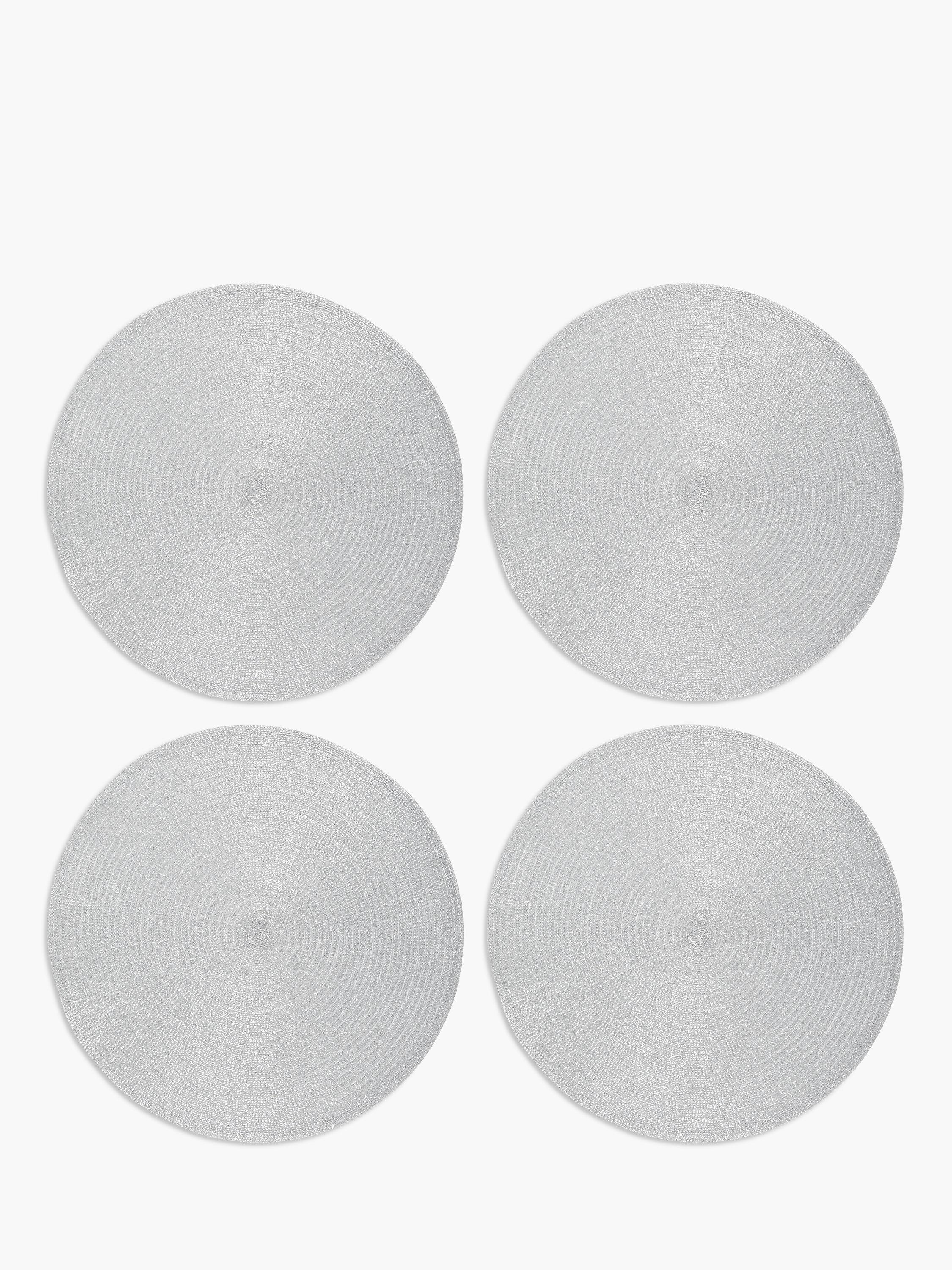 John Lewis Sparkle Round Braided Placemats, Set of 4, Silver