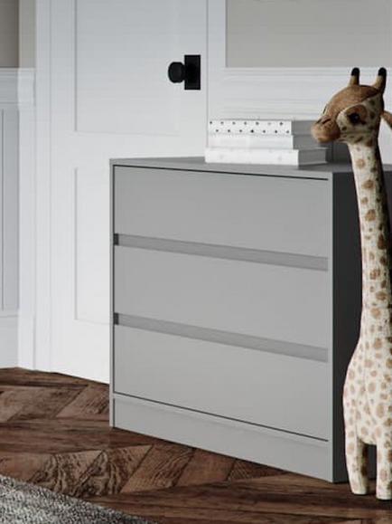 Little Acorns Furniture 3 Drawer Chest, Grey