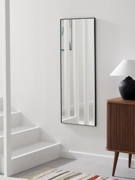 John Lewis Scandi Metal Frame Rectangular Hall Mirror, 122 x 46cm - view 2, Black