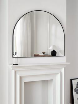 John Lewis Scandi Metal Overmantel Mirror, 76 x 102cm - view 2, Black