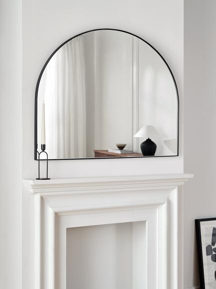 John Lewis Scandi Metal Overmantel Mirror, 76 x 102cm - view 2, Black