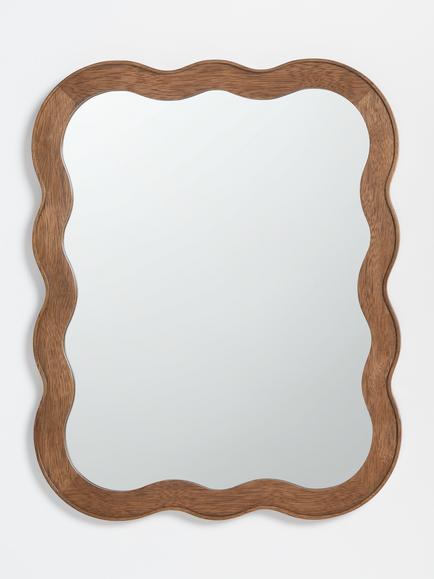 John Lewis Wiggle Wood Frame Wall Mirror, 75 x 60cm, Walnut Finish, Walnut Finish