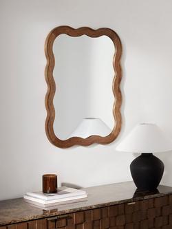 John Lewis Wiggle Wood Frame Wall Mirror, 75 x 60cm, Walnut Finish - view 2, Walnut Finish
