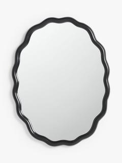 John Lewis Wiggle Oval Wall Mirror, 73 x 55.5cm, Black