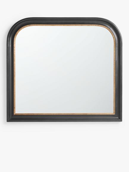 John Lewis Georgian Overmantel Wood Mirror, 95 x 105cm, Black/Gold, Black/Gold