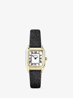 Sekonda 40557 Women's Square Roman Numeral Leather Strap Watch, Black, Black