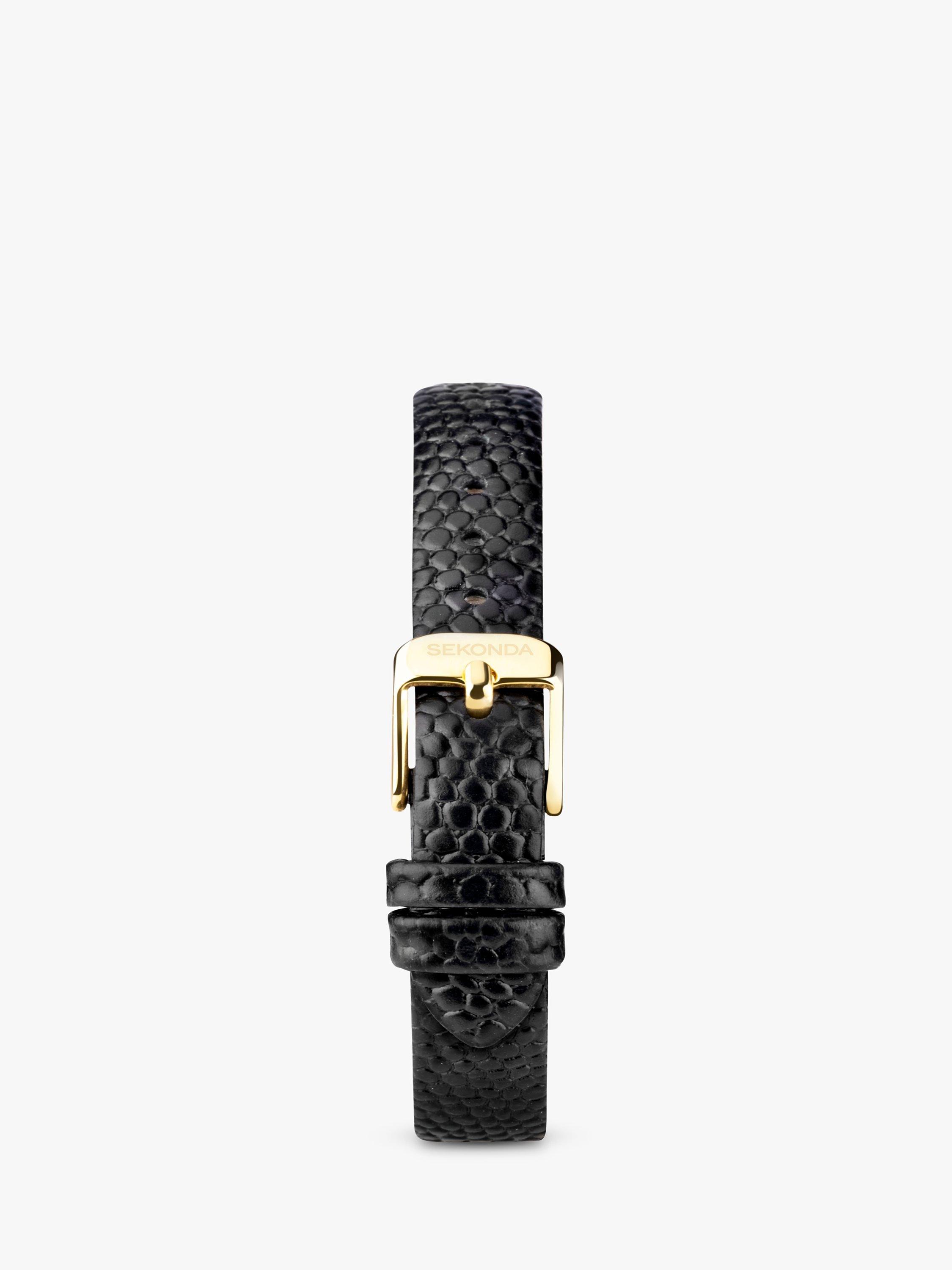 Product image 3 of 4, which shows Sekonda 40557 Women's Square Roman Numeral Leather Strap Watch, Black