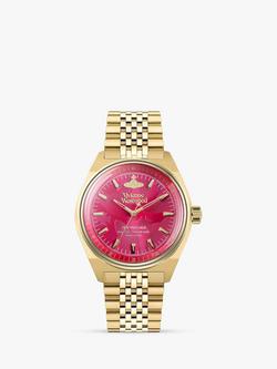 Vivienne Westwood Women's Lady Sydenham Bracelet Strap Watch, Gold/Hot Pink