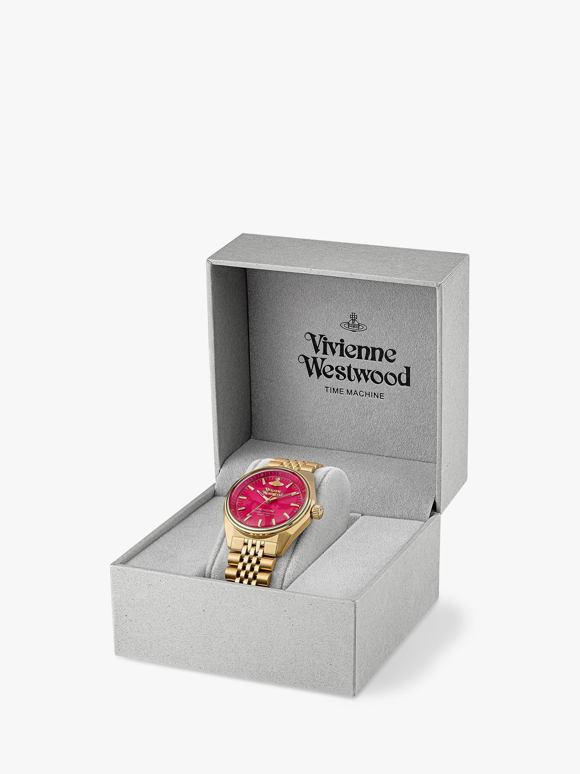 Product image 6 of 6, which shows Vivienne Westwood Women's Lady Sydenham Bracelet Strap Watch, Gold/Hot Pink VV251RRGD