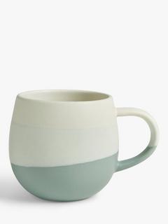 John Lewis Dipped Glaze Stoneware Mug, 400ml, Dusty Green