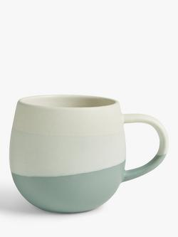 John Lewis Dipped Glaze Stoneware Mug, 400ml, Dusty Green