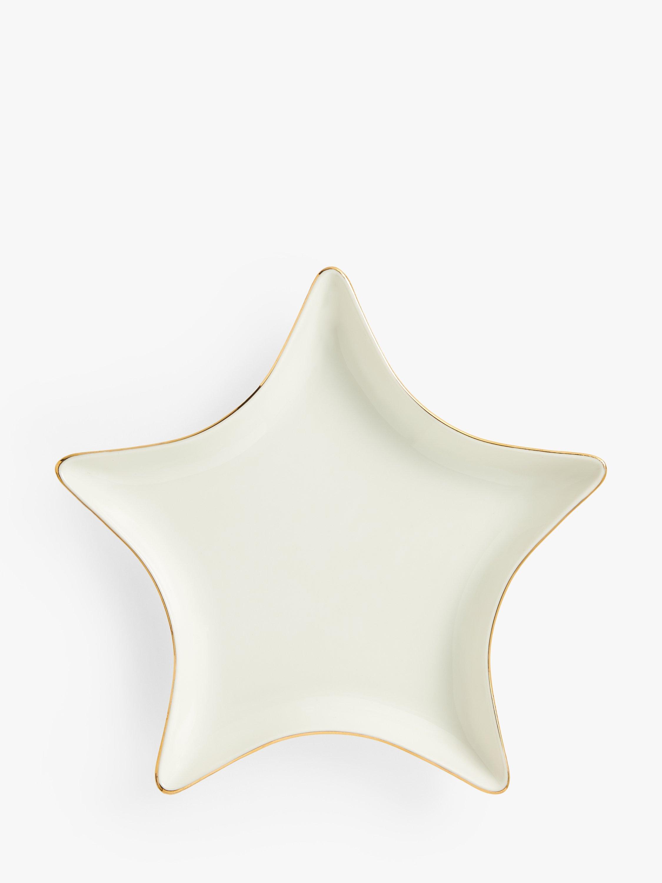 John Lewis Christmas Star Fine China Dish, 20cm, Gold/White