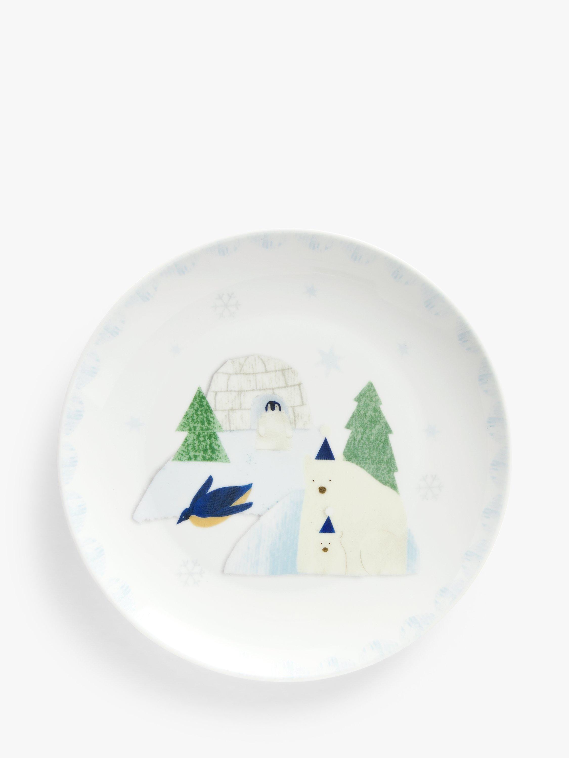 John Lewis Christmas Polar Bear Porcelain Children's Plate, 20.5cm, Multi