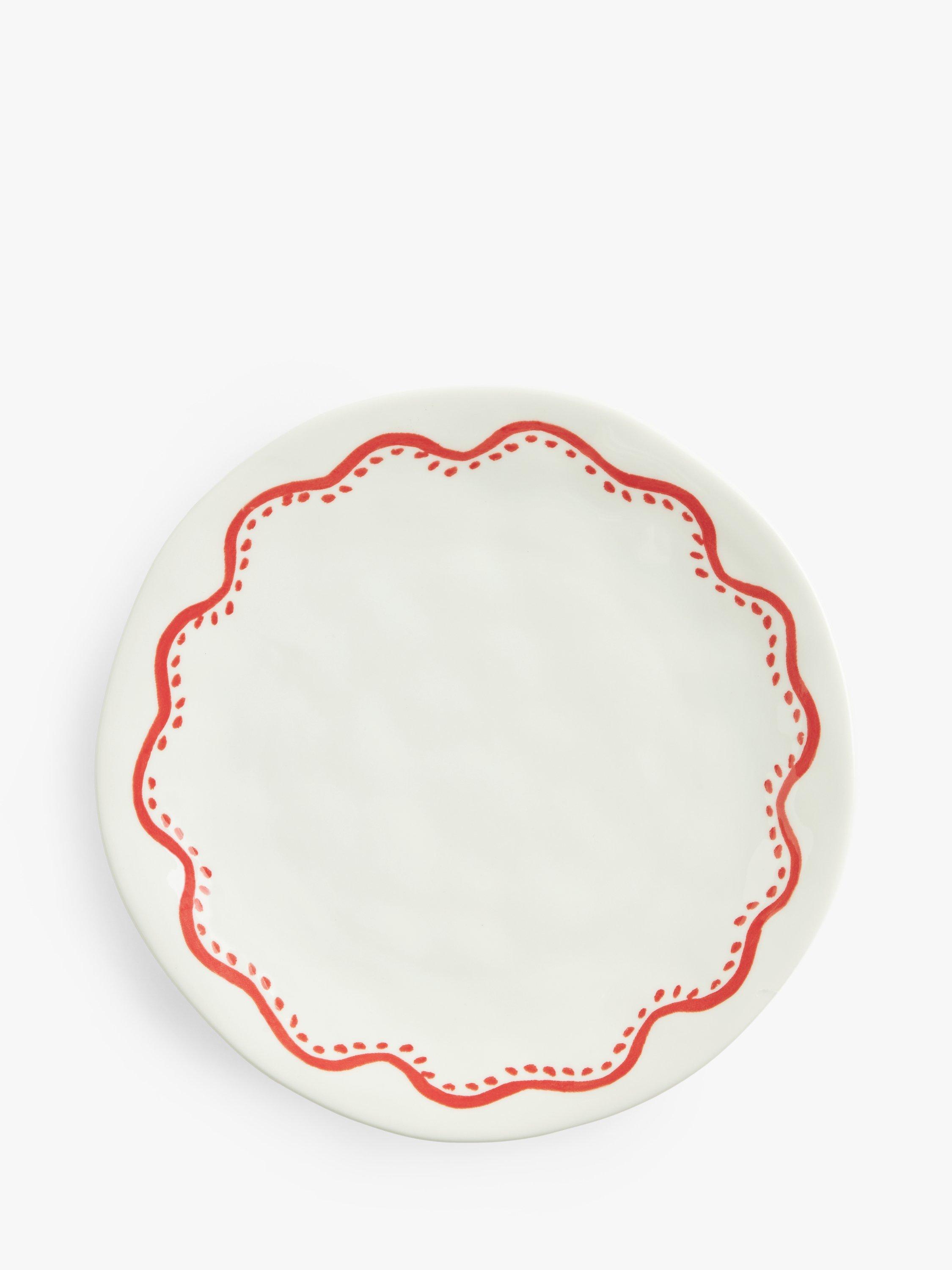 John Lewis Flora Fine China Side Plate, 20cm, Red
