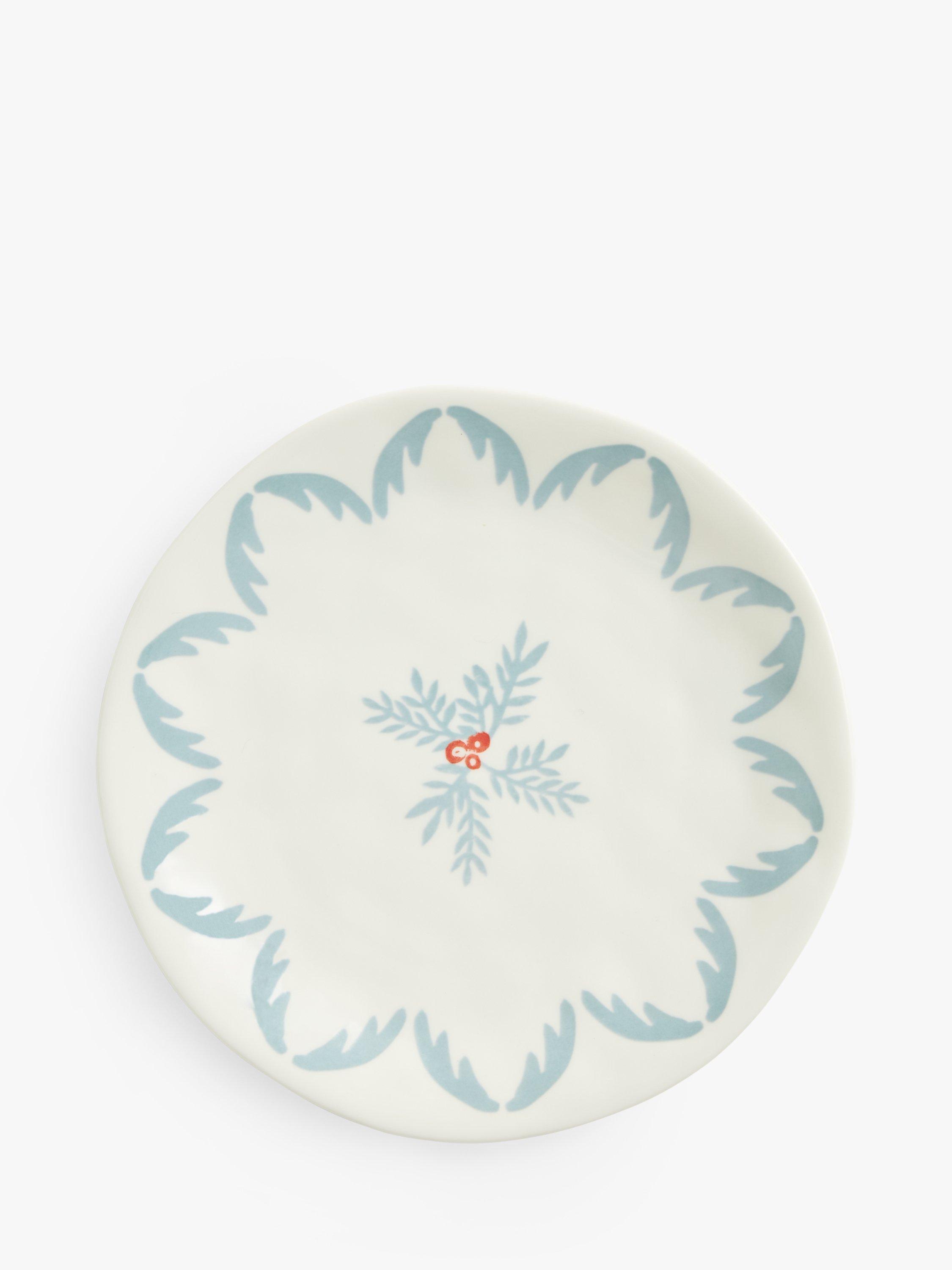 John Lewis Flora Berry Sprig Fine China Side Plate, 20cm, Haze Blue