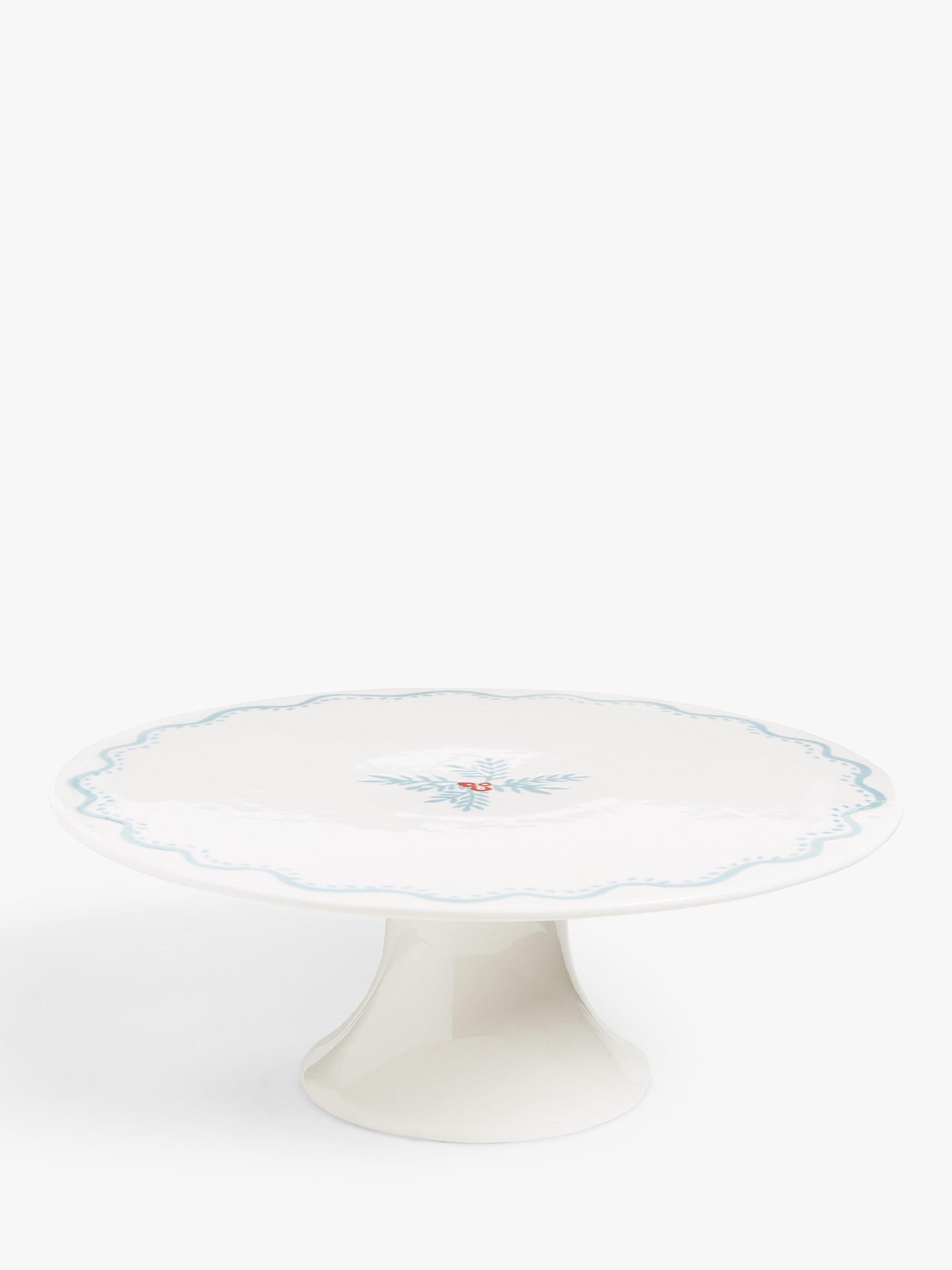 John Lewis Flora Fine China Cake Stand, 28.5cm, Blue/White