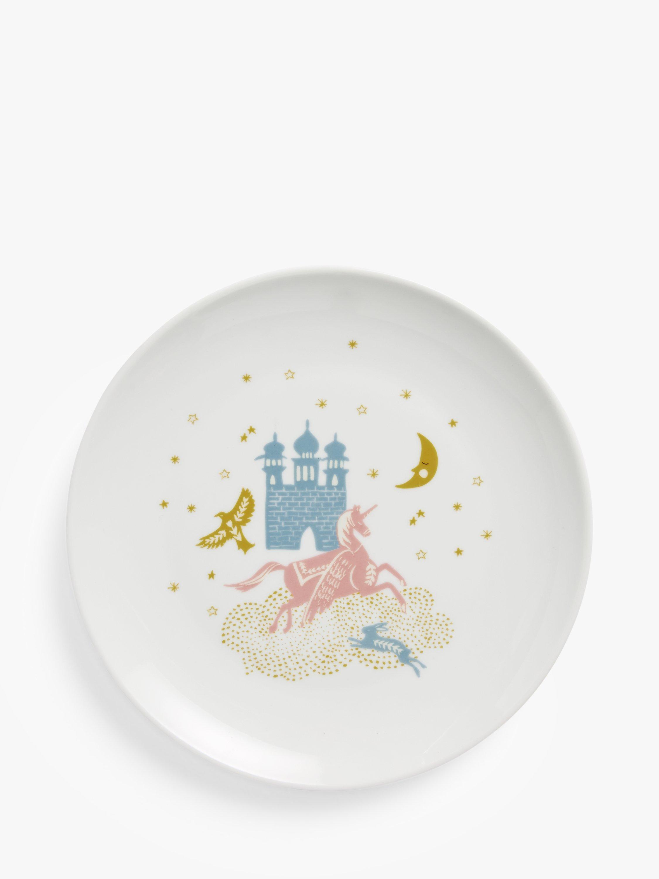 John Lewis Kids' Unicorn Porcelain Plate, 20.5cm, Multi