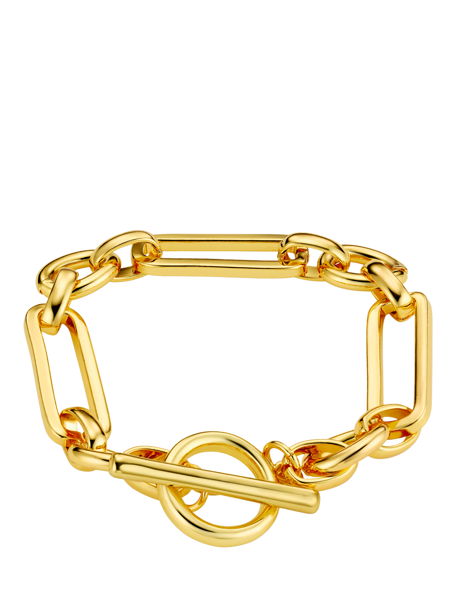 Orelia Rectangular Link T-Bar Bracelet, Pale Gold