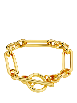 Orelia Rectangular Link T-Bar Bracelet, Pale Gold, Pale Gold