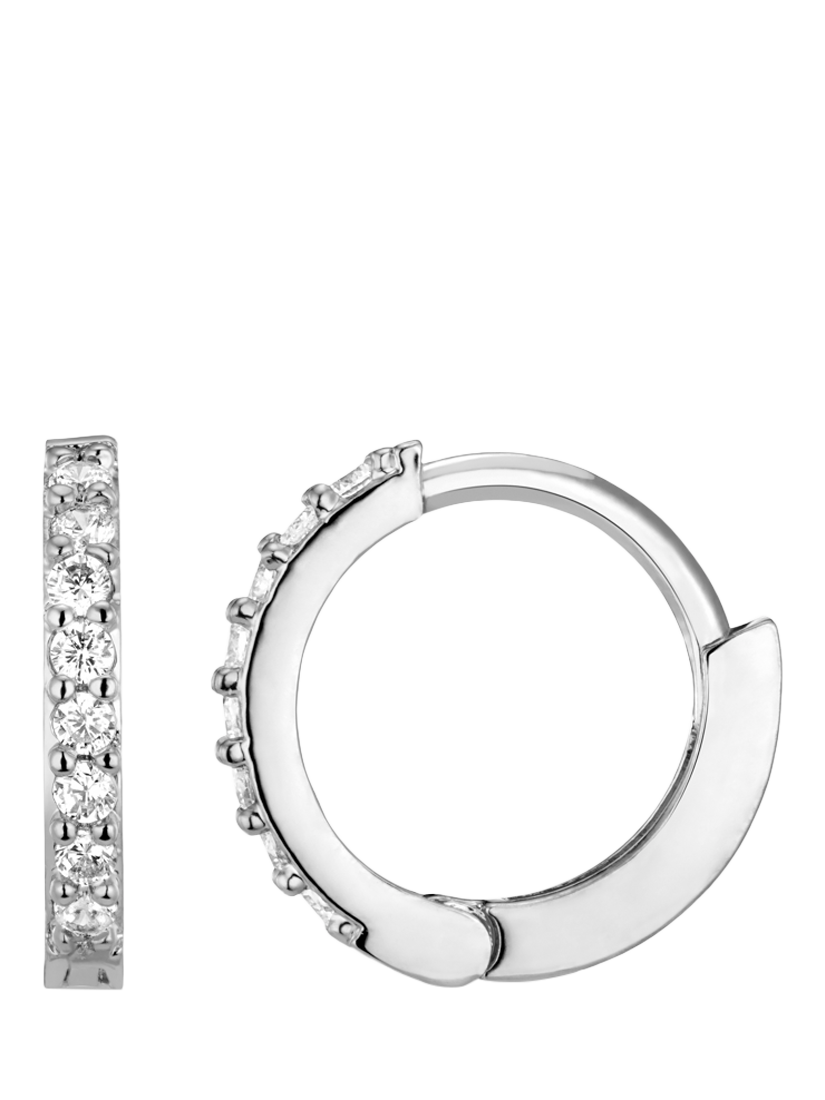 Orelia Mini Pave Huggie Hoop, Silver