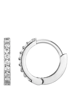 Orelia Mini Pave Huggie Hoop, Silver