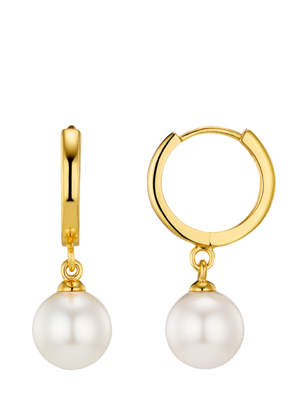 Orelia Pearl Drop Huggie Hoop Earrings, Pale Gold