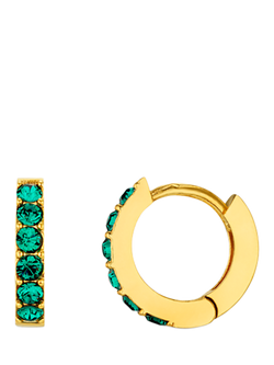 Orelia Swarovski Emerald Pave Huggie Hoop Earrings, Pale Gold