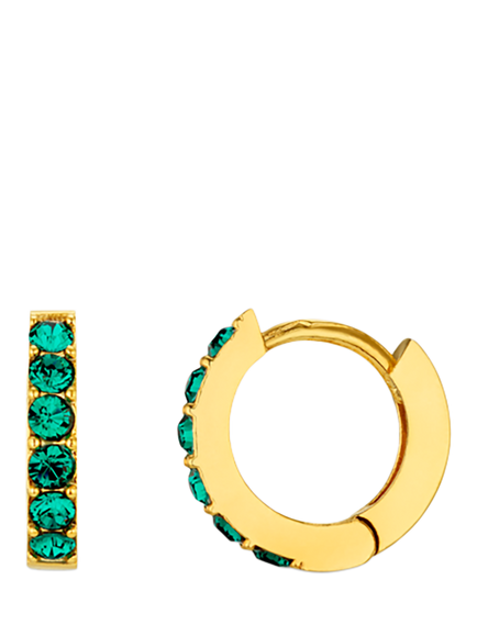 Orelia Swarovski Emerald Pave Huggie Hoop Earrings, Pale Gold