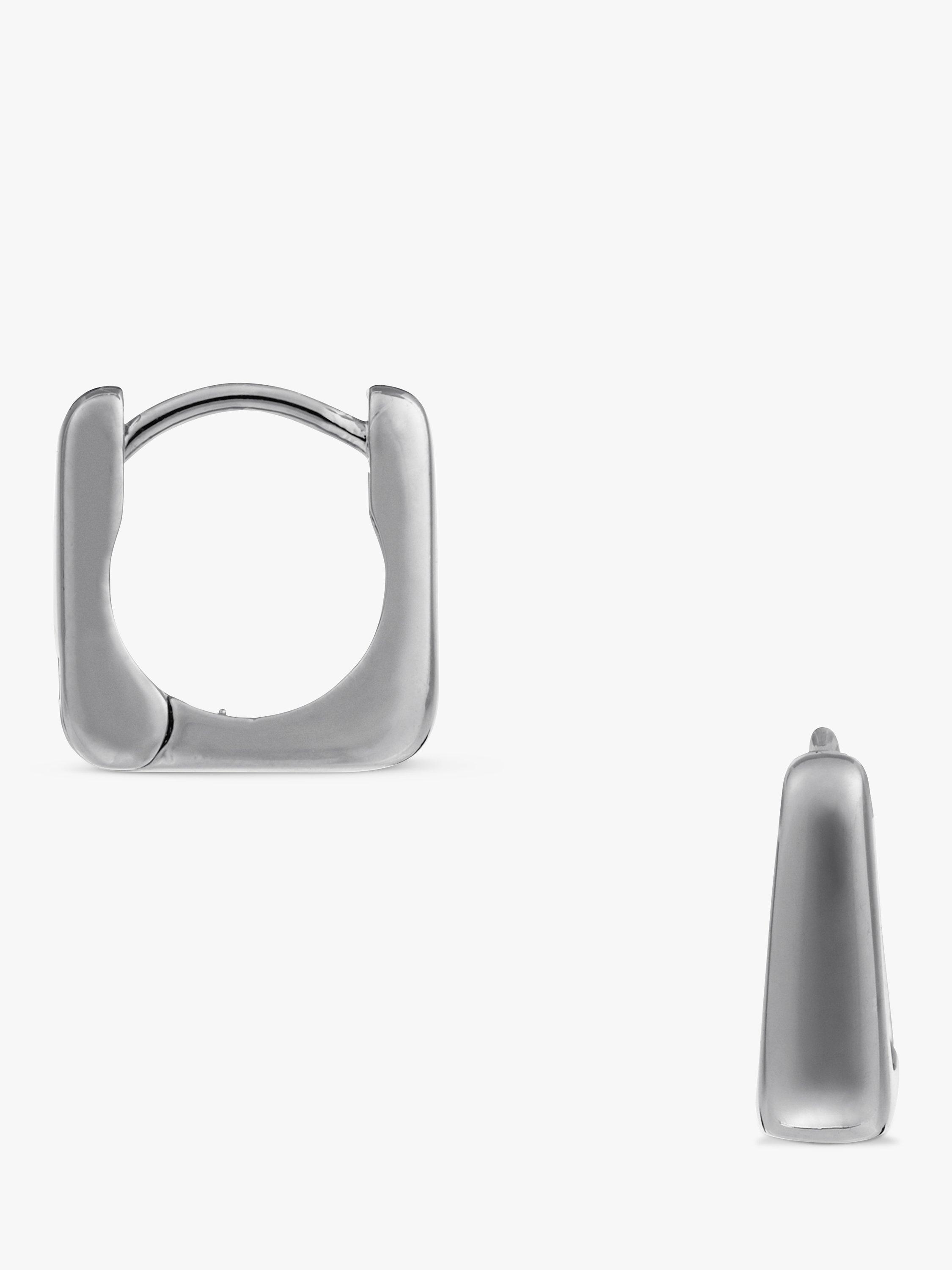 Orelia Tapered Square Huggie Hoop Earrings, Silver