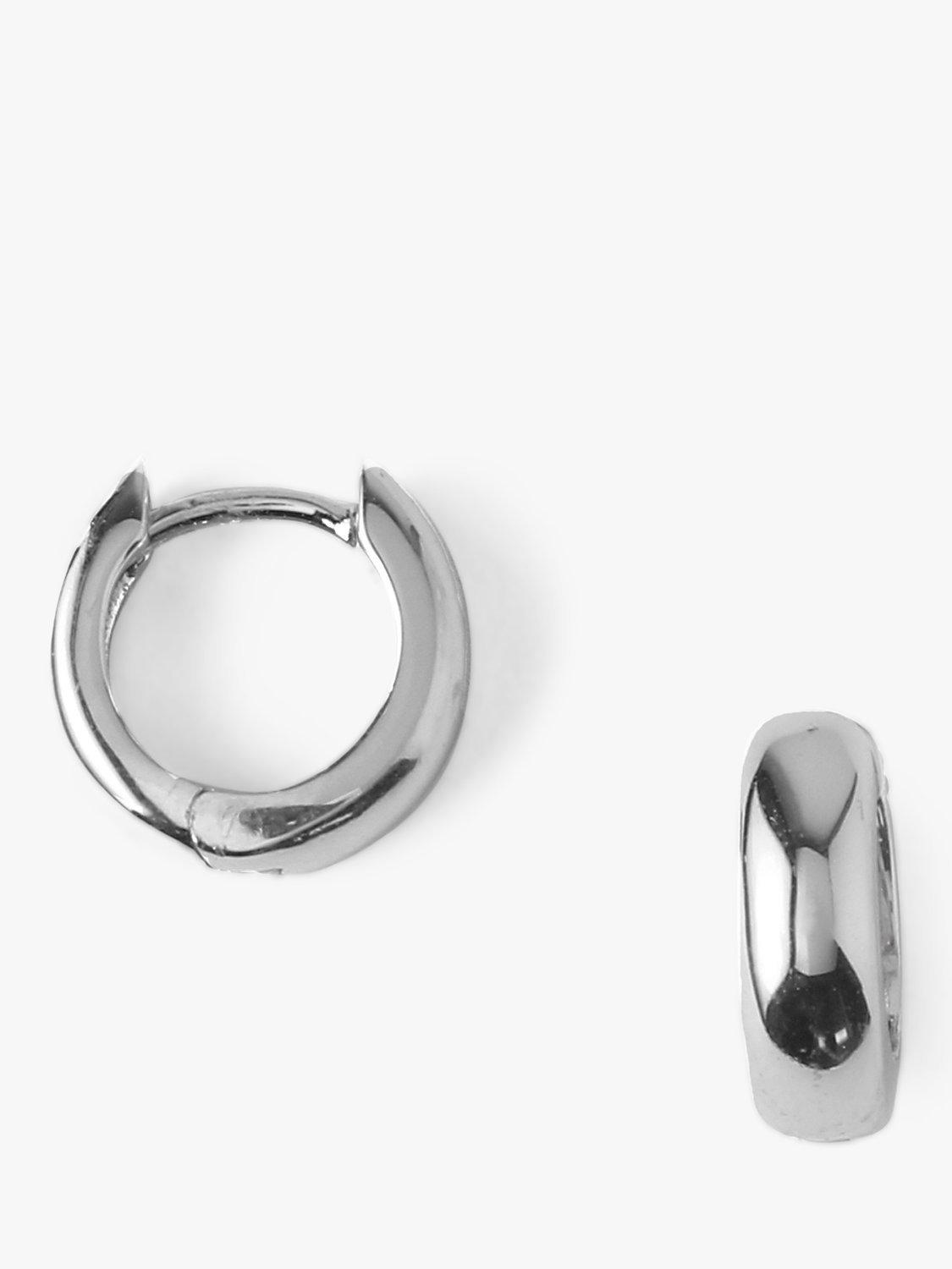Orelia Mini Domed Huggie Hoop Earrings, Silver