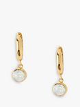 Orelia Swarovski Opal Drop Huggie Hoop Earrings, Pale Gold