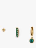 Orelia Swarovski Emerald Ear Party Earrings, Pack of 3