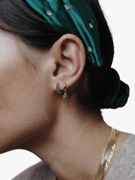 Orelia Swarovski Emerald Ear Party Earrings, Pack of 3 - view 2, Pale Gold