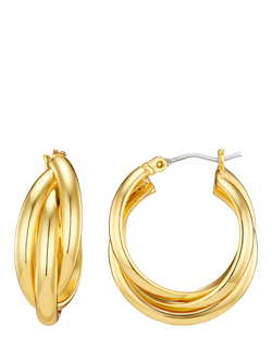 Orelia Interlocking Hoop Earrings, Pale Gold, Pale Gold