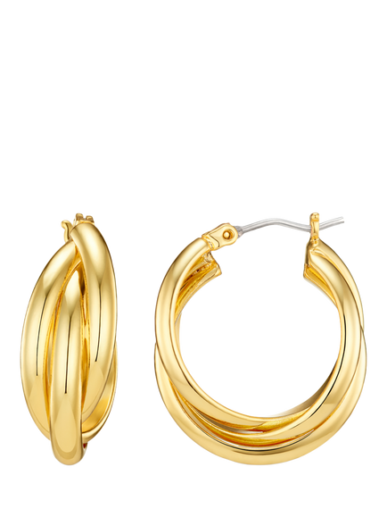 Orelia Interlocking Hoop Earrings, Pale Gold, Pale Gold