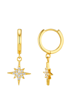 Orelia Crystal Star Drop Huggie Hoop Earrings, Pale Gold, Pale Gold