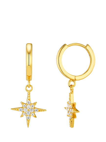 Orelia Crystal Star Drop Huggie Hoop Earrings, Pale Gold, Pale Gold