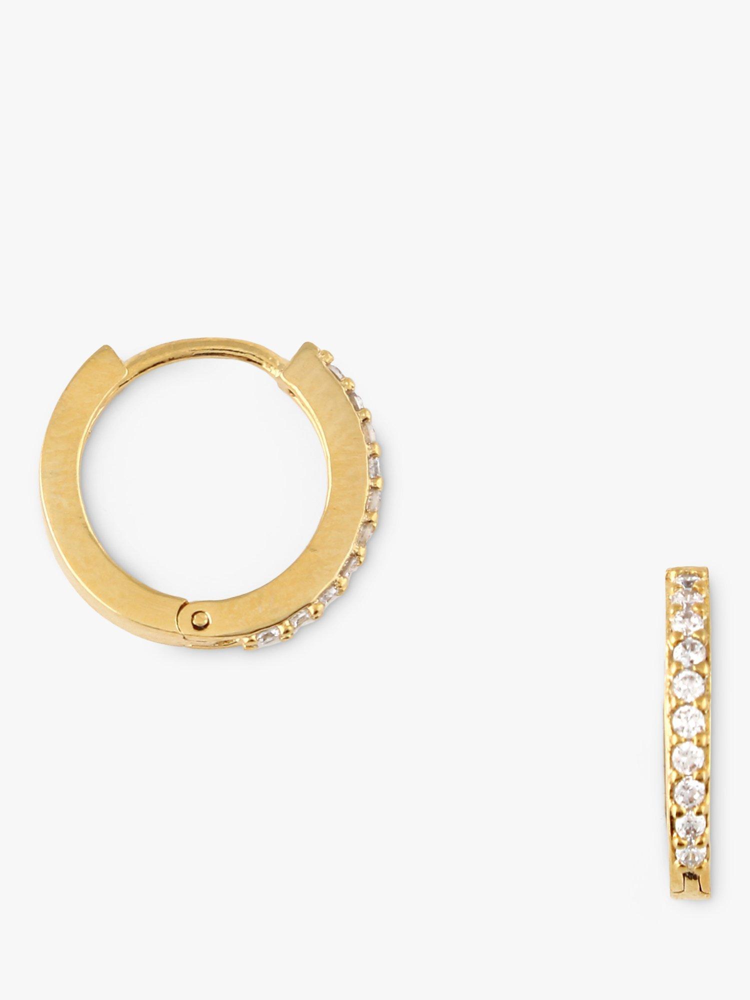 Product image 1 of 2, which shows Orelia Mini Pave Huggie Hoop, Pale Gold