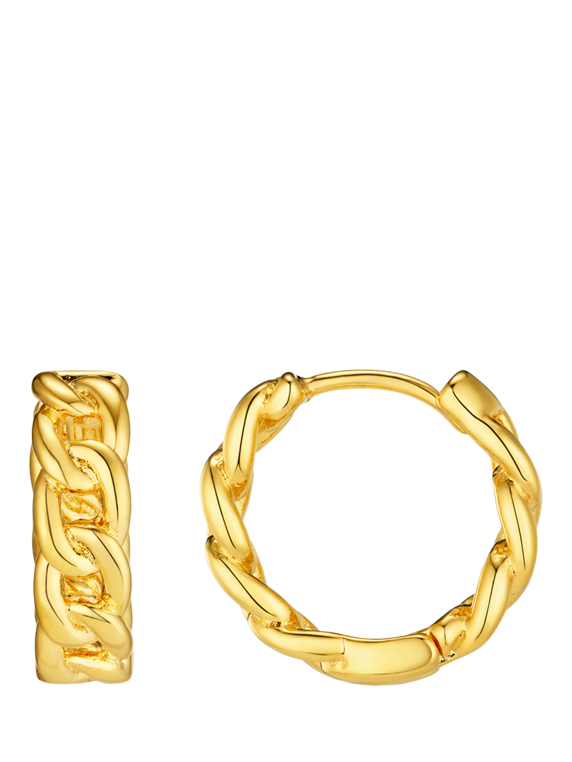 Product image 1 of 2, which shows Orelia Chain Huggie Hoop Earrings, Pale Gold