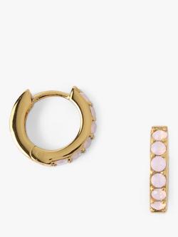Orelia Rose Opal Swarovski Pave Huggie Hoop Earrings, Pale Gold, Pale Gold