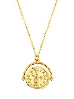 Orelia Medallion Spinner Necklace, Pale Gold - view 2, Pale Gold