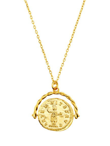 Orelia Medallion Spinner Necklace, Pale Gold - view 2, Pale Gold