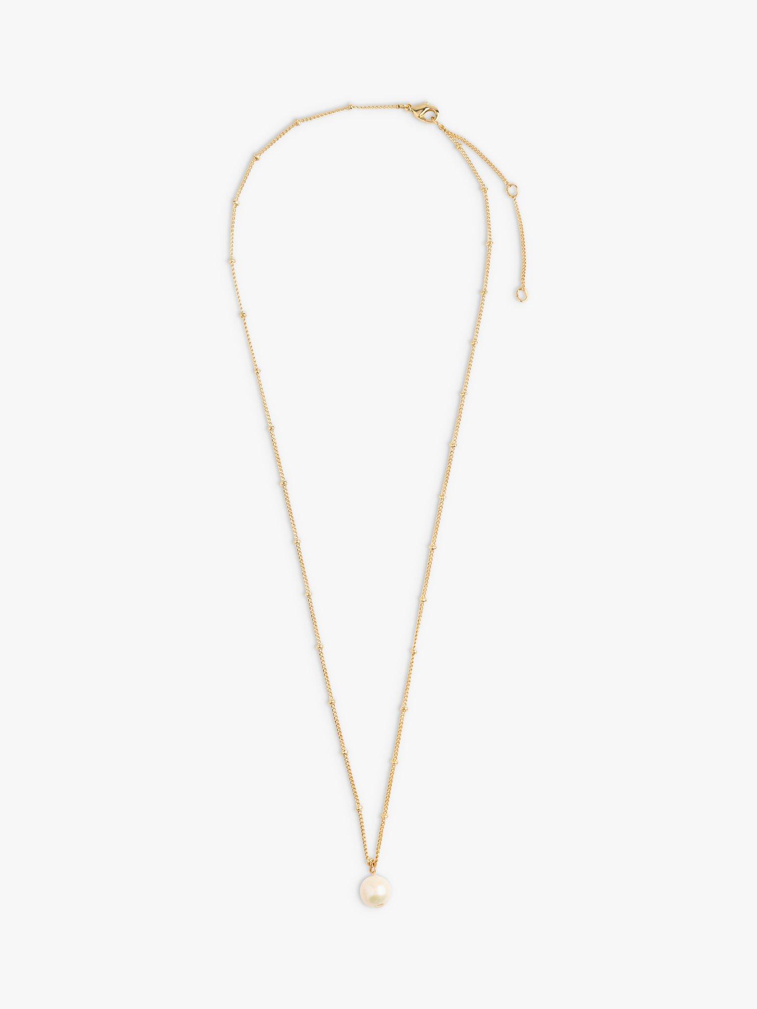 Product image 2 of 3, which shows Orelia Pearl Drop Ditsy Necklace, Gold