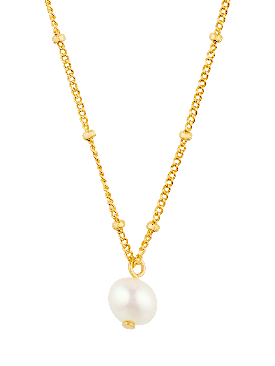 Product image 3 of 3, which shows Orelia Pearl Drop Ditsy Necklace, Gold