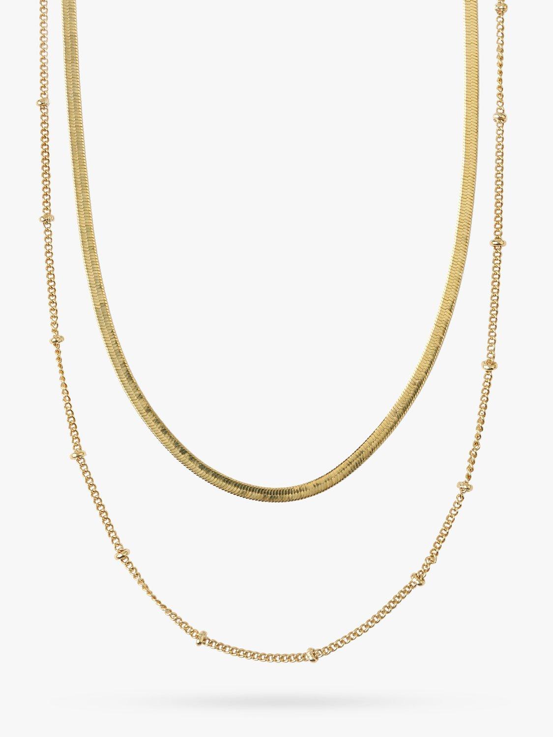 Orelia Satellite & Snake Layered Chain Necklace, Pale Gold