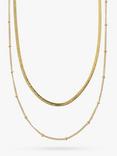 Orelia Satellite & Snake Layered Chain Necklace, Pale Gold