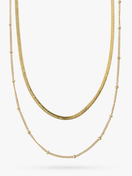 Orelia Satellite & Snake Layered Chain Necklace, Pale Gold, Pale Gold